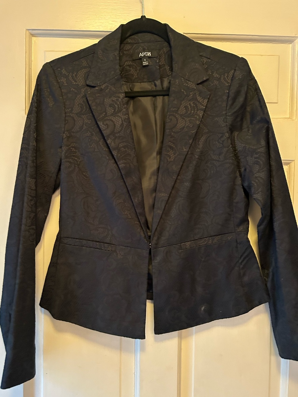 Apt. 9 Women's Black Jacquard Notch Lapel Blazer